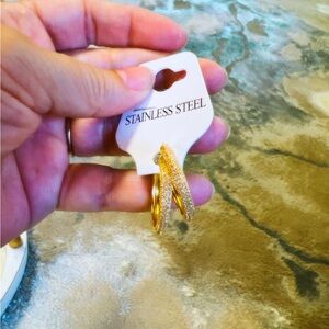 1 Pair Elegant Shiny Circle Inlay Copper Zircon Earrings